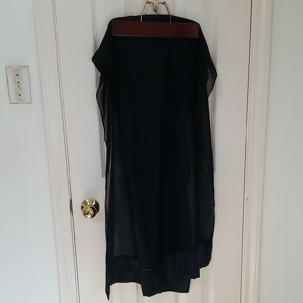 Black Sheer Wrap With Beaded Accent